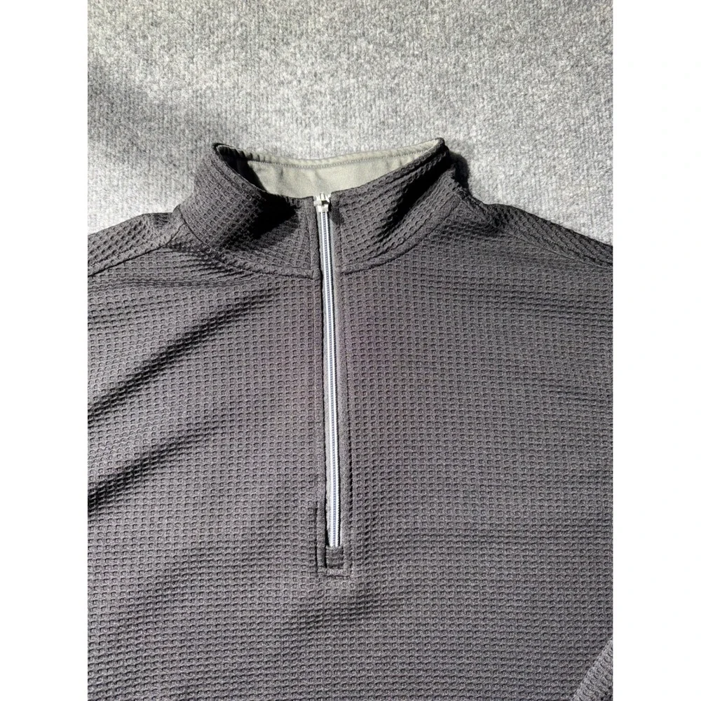 Straight Down Mens Large Gray Waffle Knit Quarter Zip Pullover Golf Fleece L